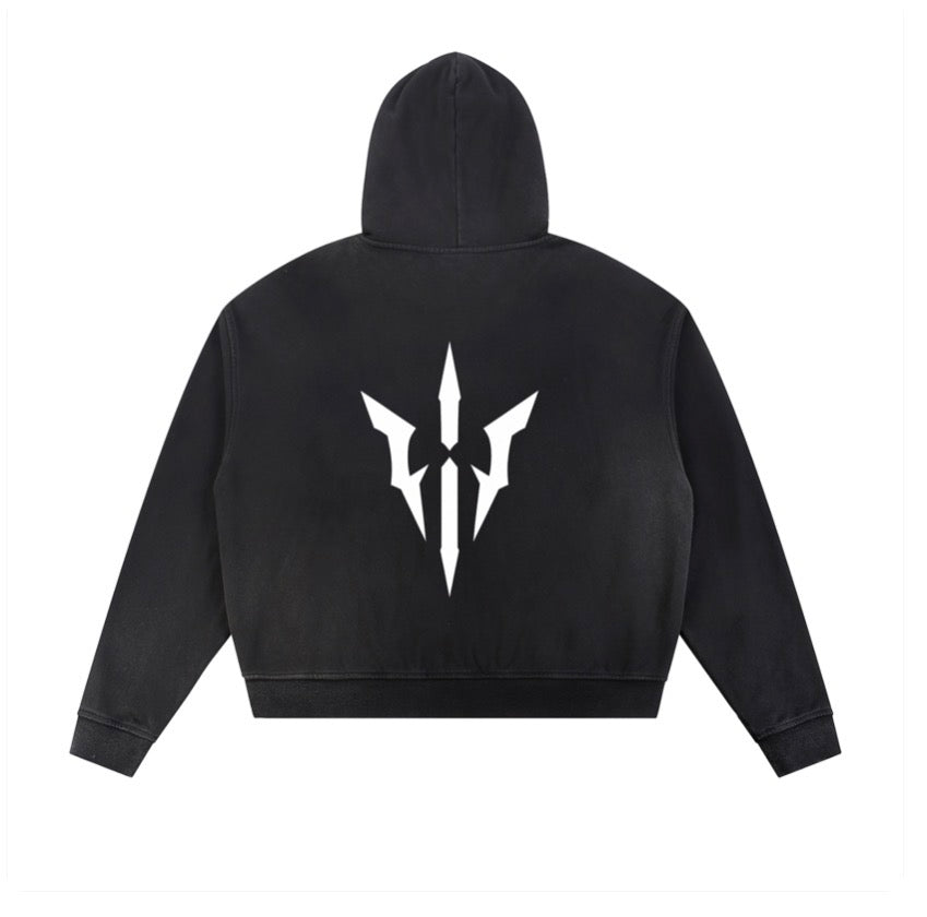 Distressed zip hoodie